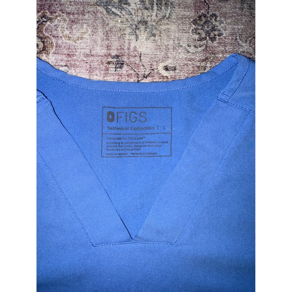 FIGS Leon Scrub Top Mens Large Blue V-Neck Short Sleeve Pocket TM3000 Healthcare - Picture 2 of 6